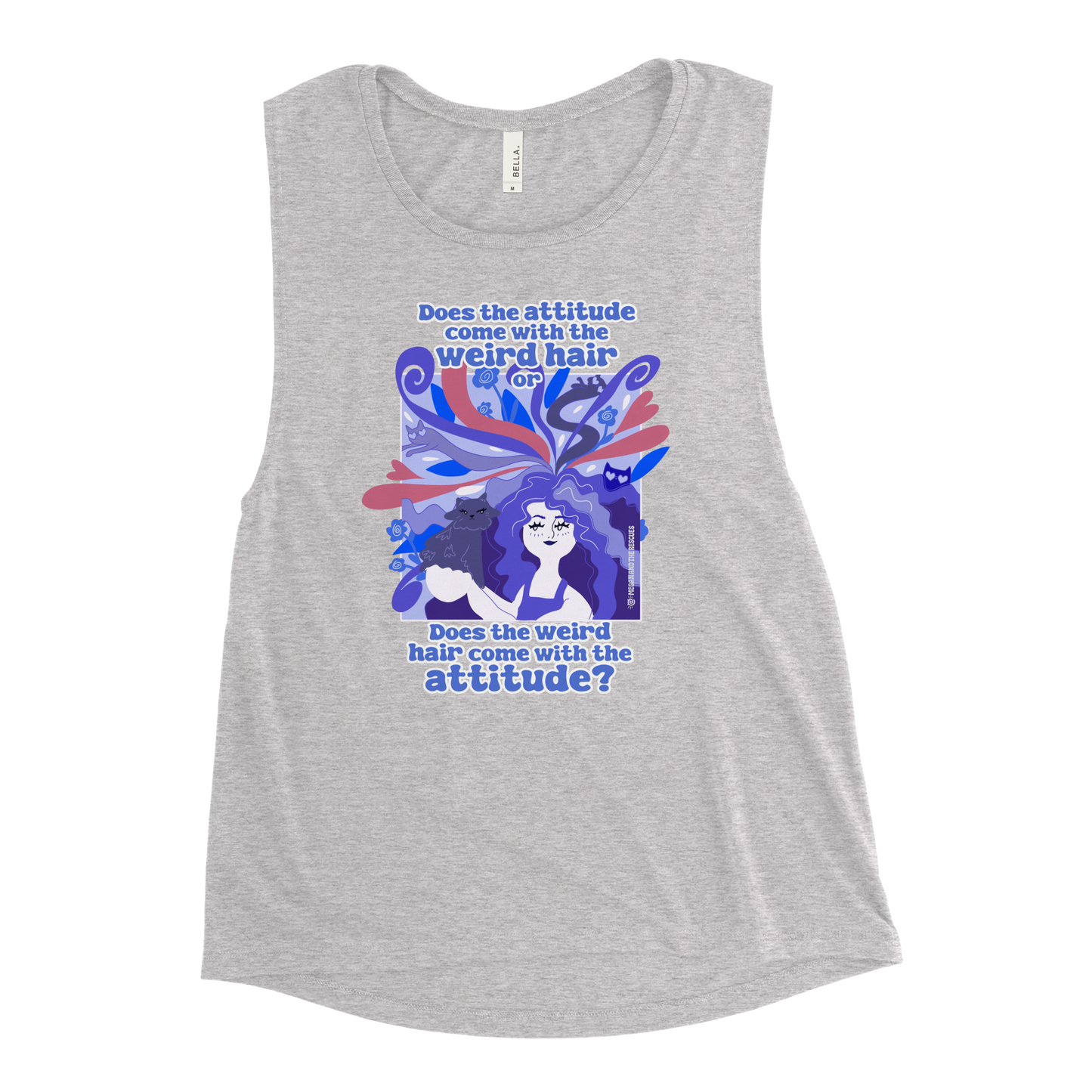 Weird Hair Attitude Dark Blue - Ladies’ Muscle Tank