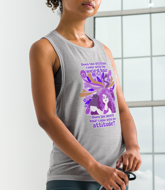 Weird Hair Attitude Purple - Ladies’ Muscle Tank