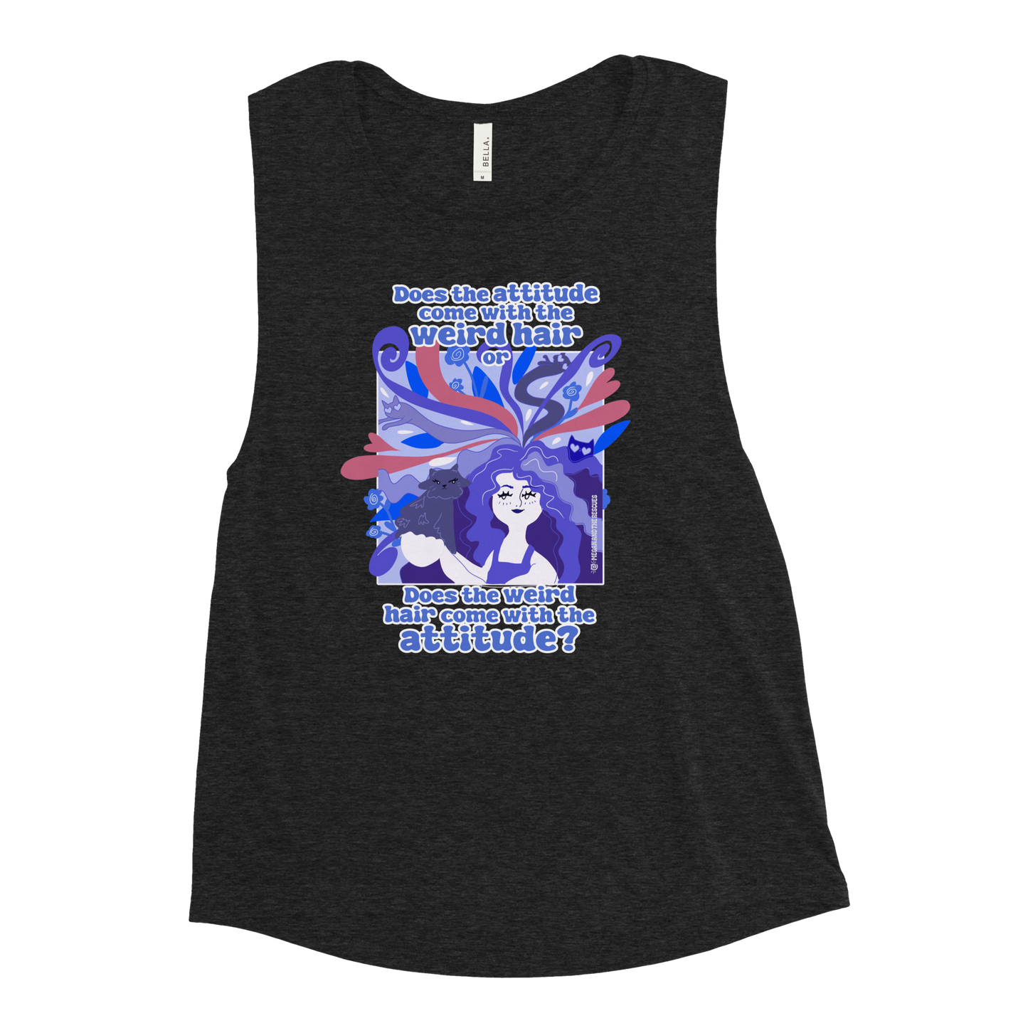 Weird Hair Attitude Dark Blue - Ladies’ Muscle Tank