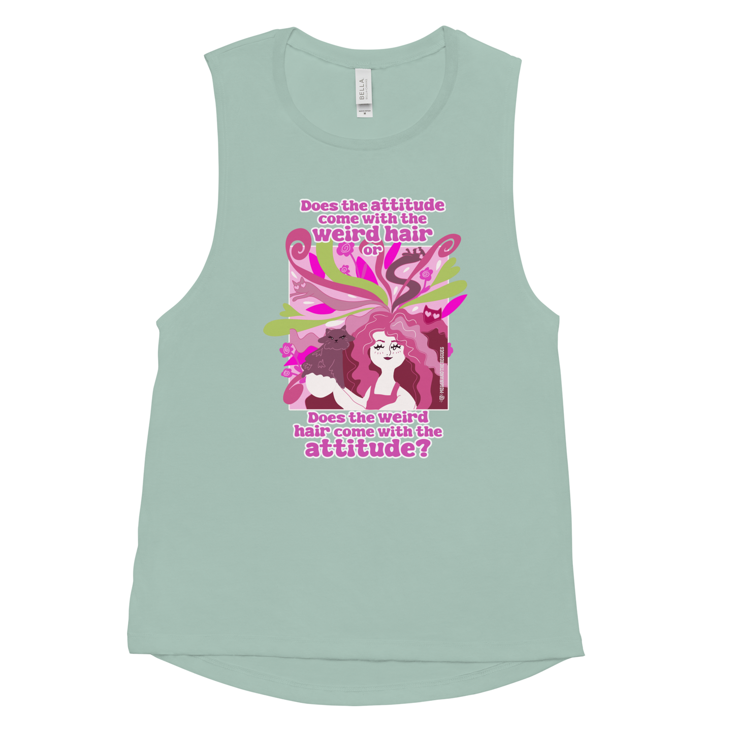 Weird Hair Attitude Pink - Ladies’ Muscle Tank