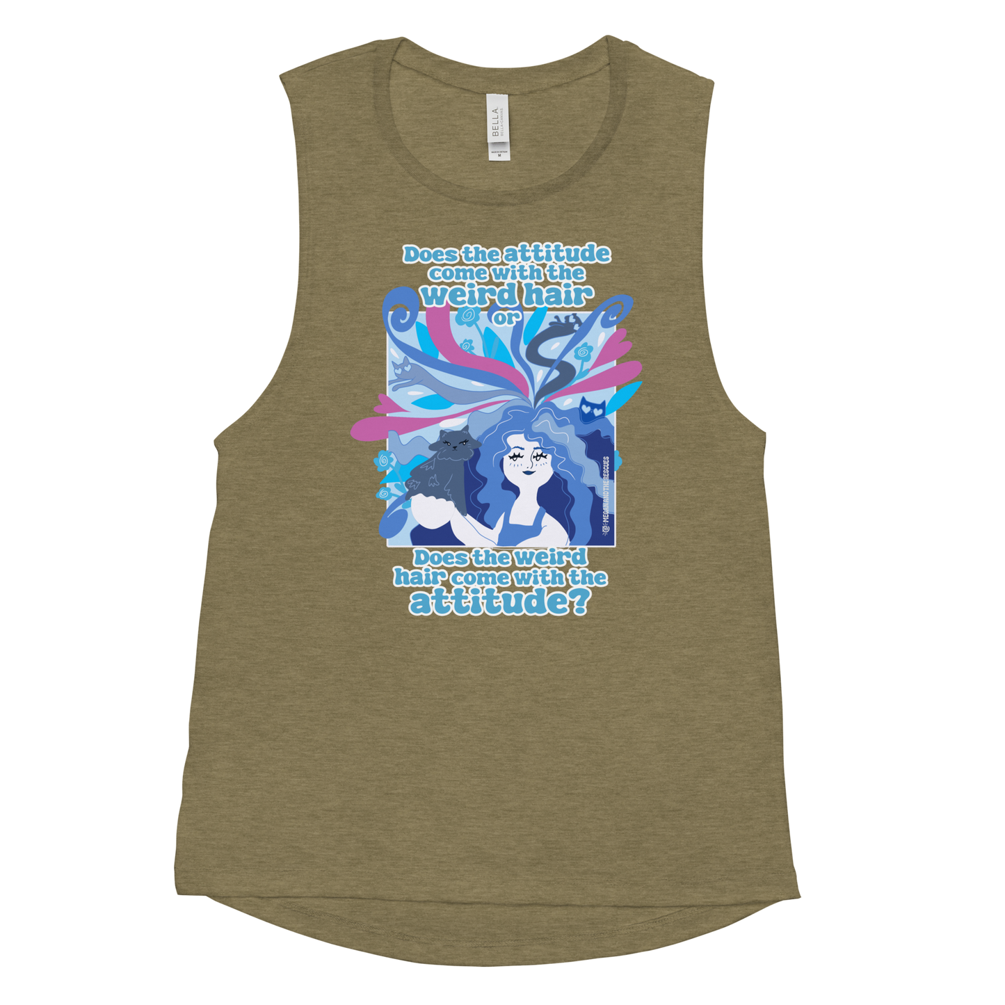 Weird Hair Attitude Blue - Ladies’ Muscle Tank