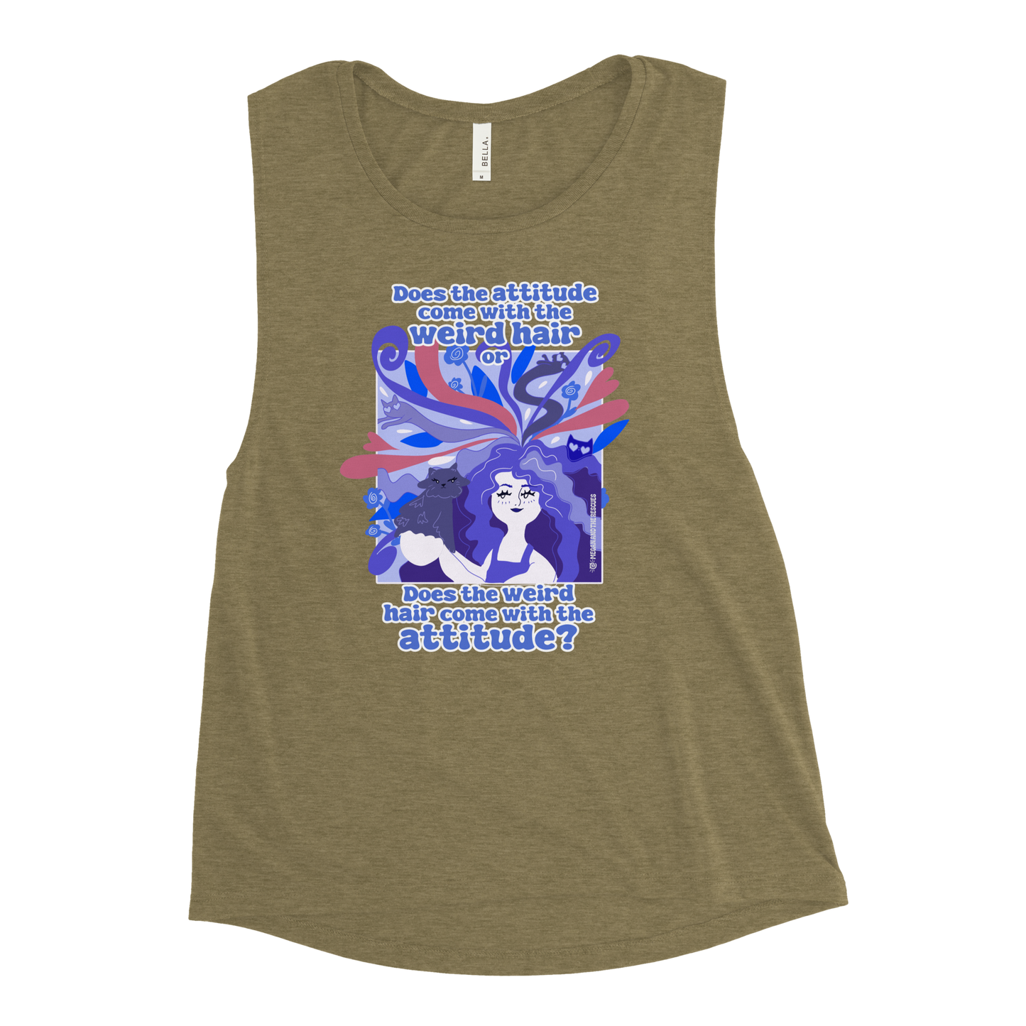 Weird Hair Attitude Dark Blue - Ladies’ Muscle Tank