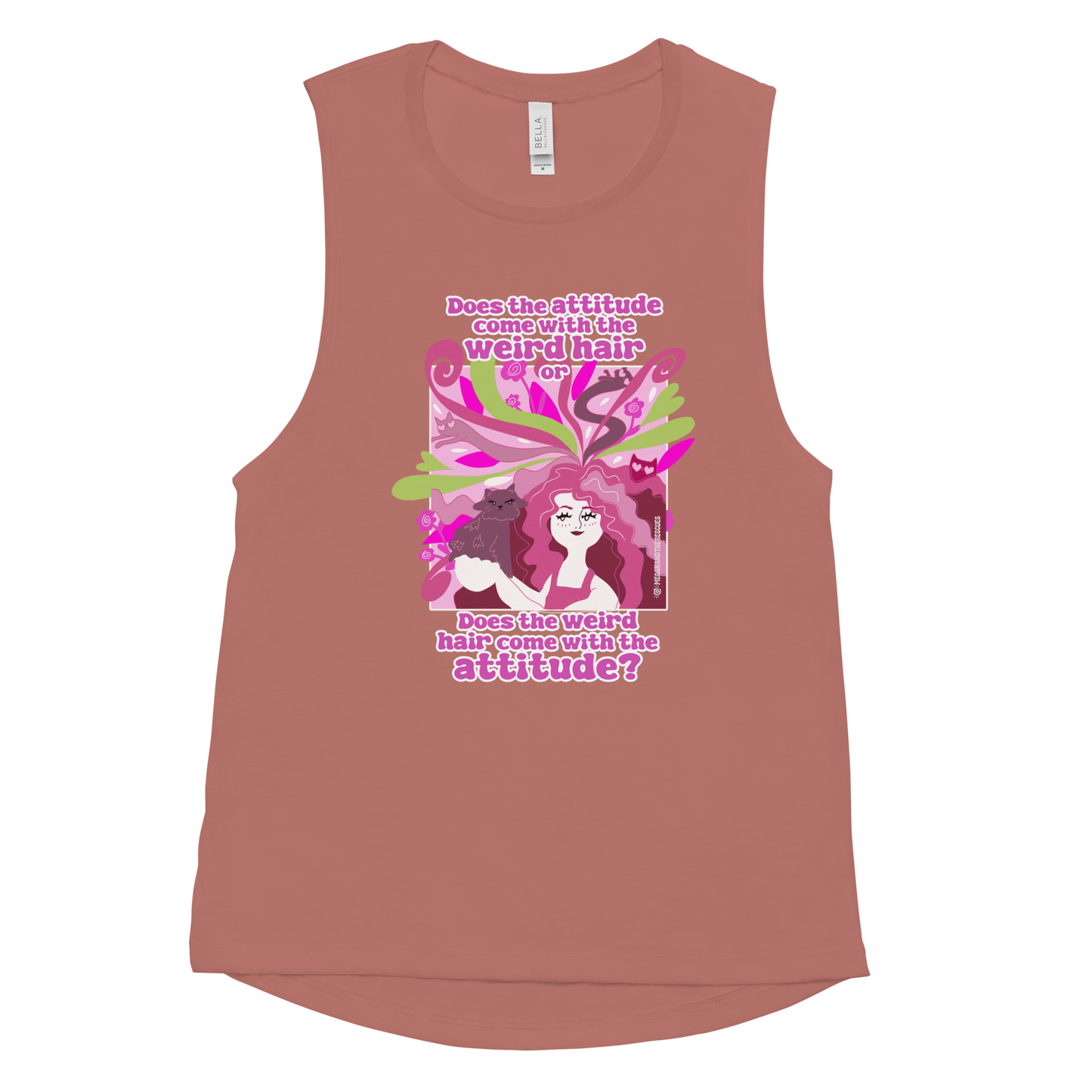 Weird Hair Attitude Pink - Ladies’ Muscle Tank