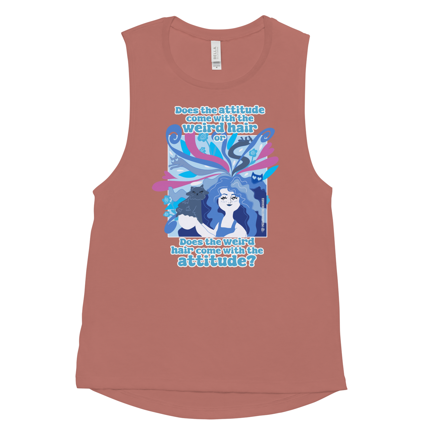 Weird Hair Attitude Blue - Ladies’ Muscle Tank