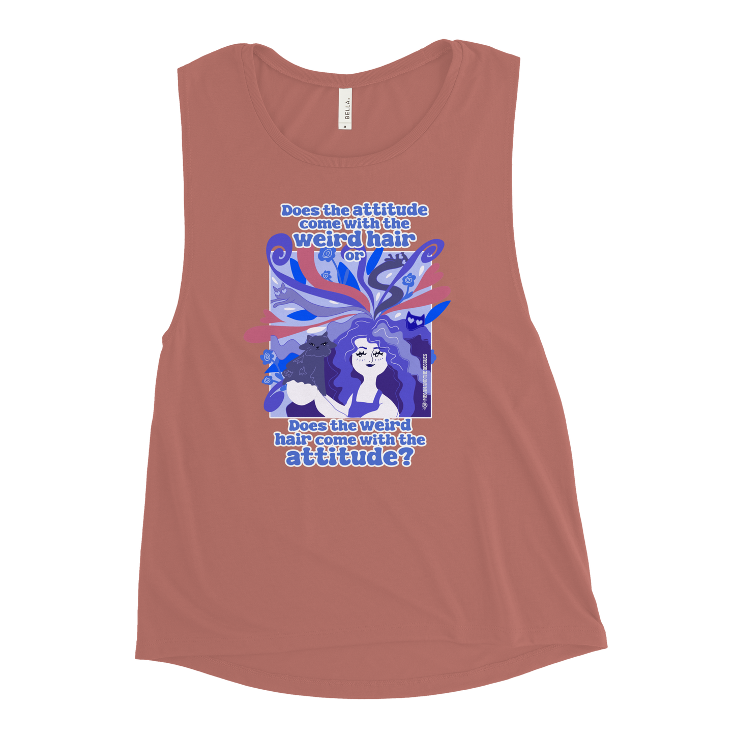 Weird Hair Attitude Dark Blue - Ladies’ Muscle Tank