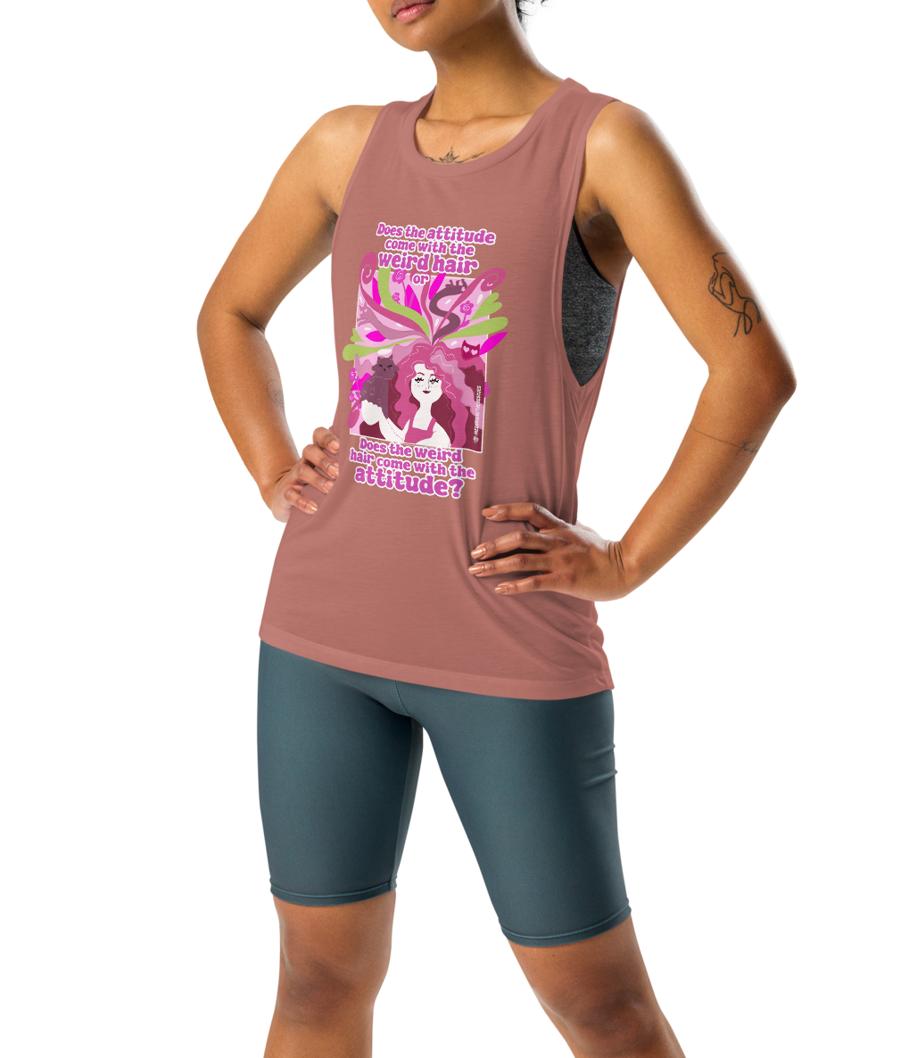 Weird Hair Attitude Pink - Ladies’ Muscle Tank