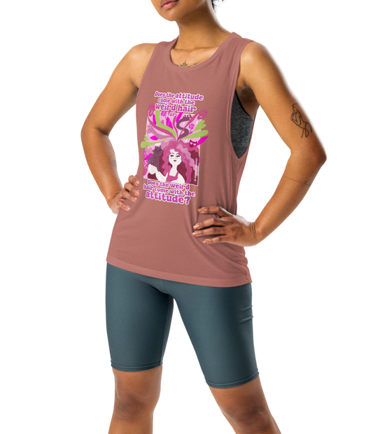 Weird Hair Attitude Pink - Ladies’ Muscle Tank