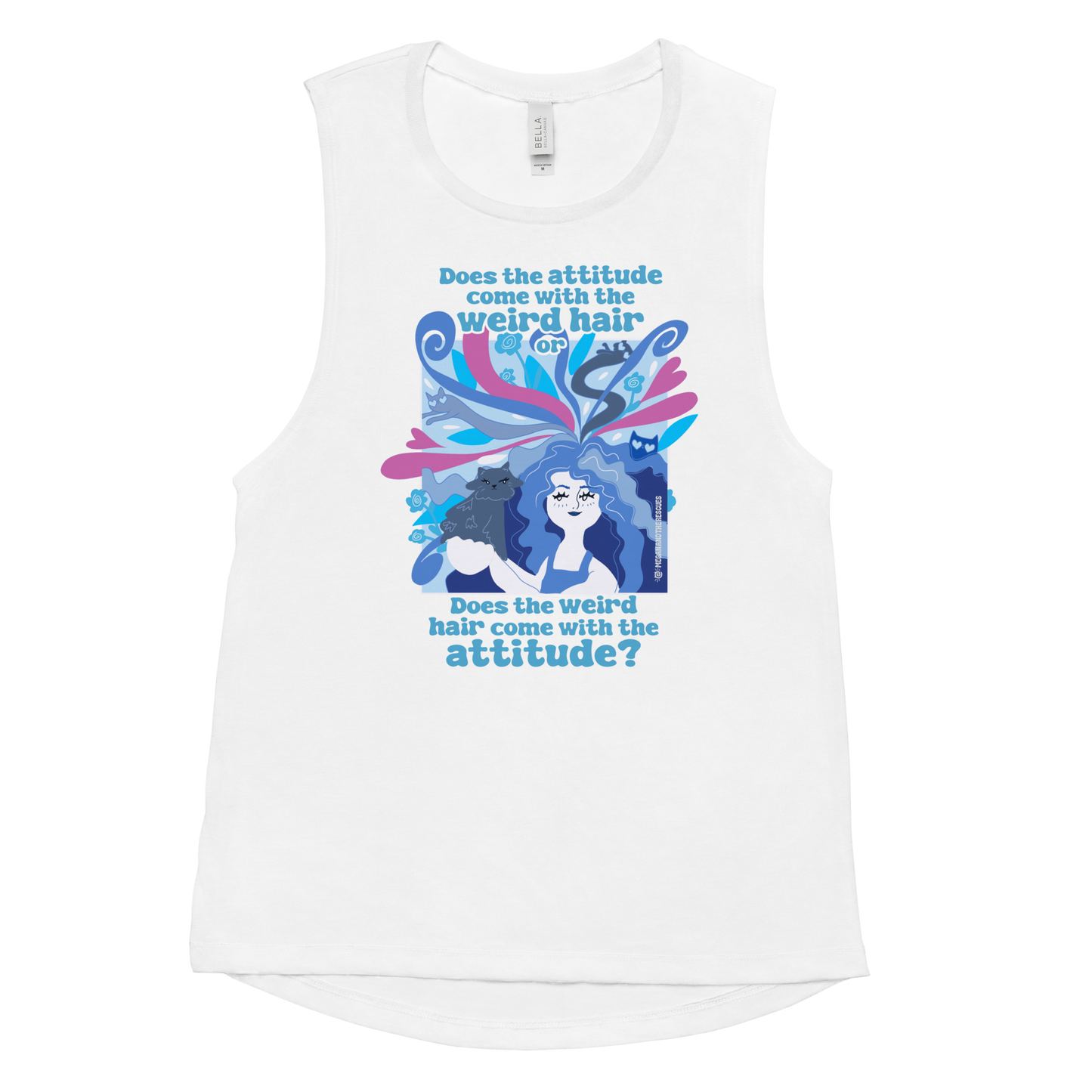 Weird Hair Attitude Blue - Ladies’ Muscle Tank