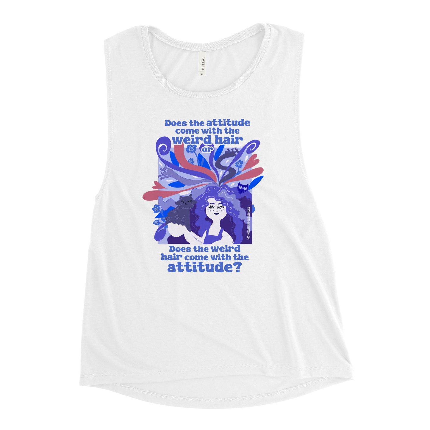 Weird Hair Attitude Dark Blue - Ladies’ Muscle Tank